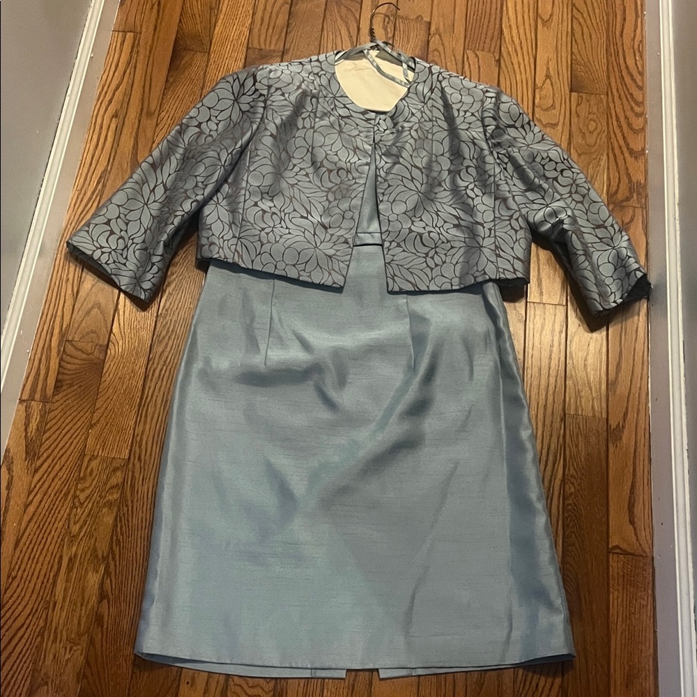 Jessica Howard Blue and Gray Dress with Jacket